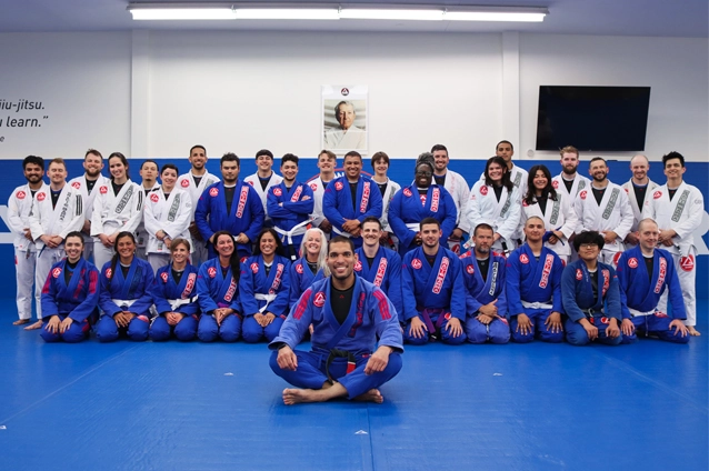 Part of Gracie Barra Salt Lake City's students posing to picture