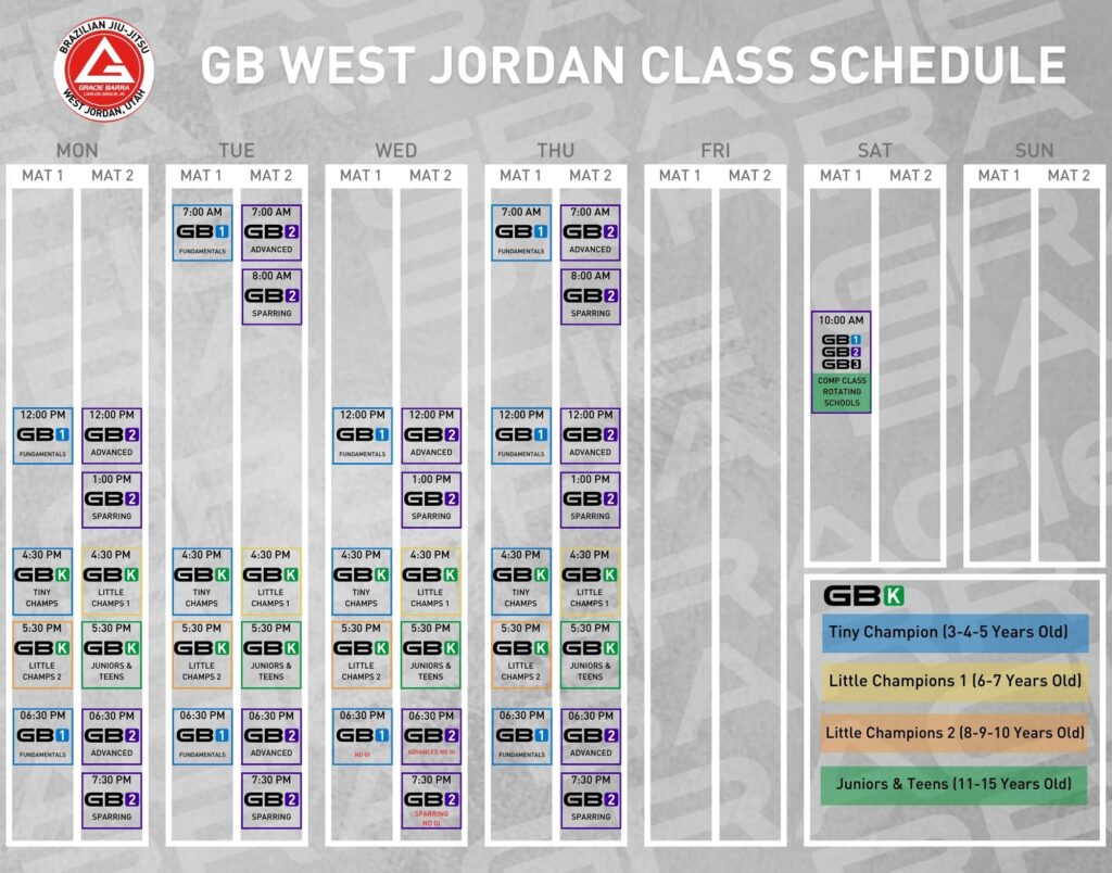 gracie barra west jordan bjj classes schedule